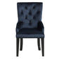 Tufted Dark Blue and Black Upholstered Velvet Dining Parsons Chair