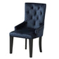 Tufted Dark Blue and Black Upholstered Velvet Dining Parsons Chair