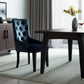 Tufted Dark Blue and Black Upholstered Velvet Dining Parsons Chair