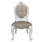 Set of Two Gray and White Upholstered Faux Leather And Solid Wood King Louis Back Dining Side Chairs