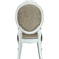 Set of Two Gray and White Upholstered Faux Leather And Solid Wood King Louis Back Dining Side Chairs