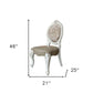 Set of Two Gray and White Upholstered Faux Leather And Solid Wood King Louis Back Dining Side Chairs