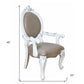 Set of Two Gray and White Upholstered Faux Leather And Solid Wood King Louis Back Dining Arm Chairs