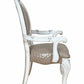 Set of Two Gray and White Upholstered Faux Leather And Solid Wood King Louis Back Dining Arm Chairs