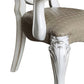 Set of Two Gray and White Upholstered Faux Leather And Solid Wood King Louis Back Dining Arm Chairs