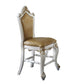 Set of Two 24" Brown and Pearl Faux Leather and Solid Wood Counter Height Bar Chairs