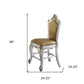 Set of Two 24" Brown and Pearl Faux Leather and Solid Wood Counter Height Bar Chairs
