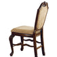 Set of Two 24" Beige and Espresso Fabric and Solid Wood Counter Height Bar Chairs