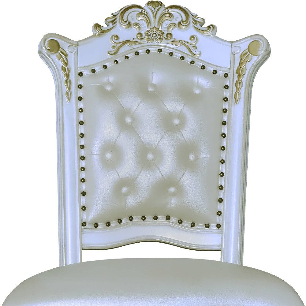 Set of Two 24" Pearl and White Faux Leather and Wood Counter Height Bar Chairs