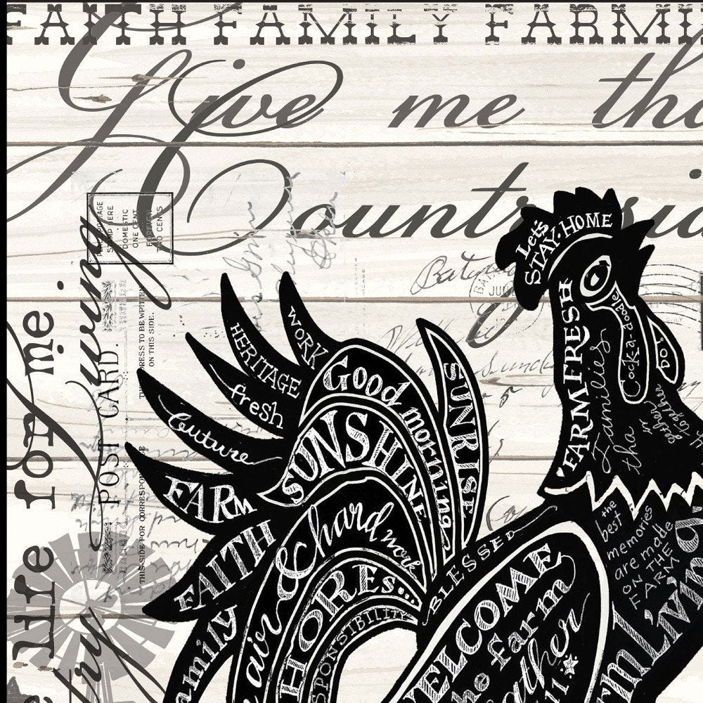 Faith Family Farming Rooster Black Framed Wall Art
