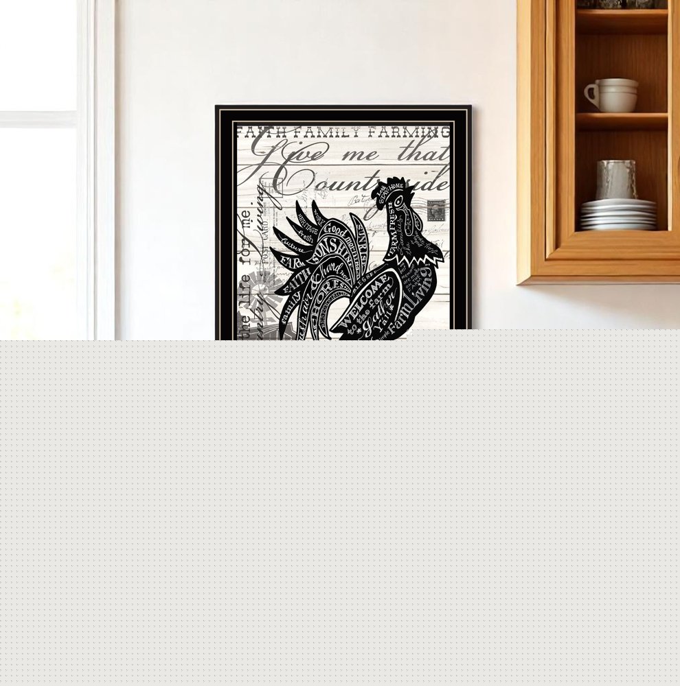 Faith Family Farming Rooster Black Framed Wall Art