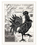 Faith Family Farm Rooster White Framed Wall Art