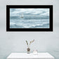 Three Sailboats Ocean Scene Black Framed Wall Art