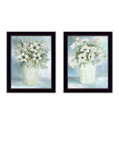 Set Of Two Country Crock of Florals and Berries Black Framed Wall Art