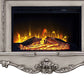 47" Bone Wood Ornate Carved Scrollwork Electric Free Standing Fireplace With Mantle