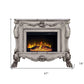 47" Bone Wood Ornate Carved Scrollwork Electric Free Standing Fireplace With Mantle