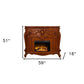 59" Brown Wood Ornate Carved Scrollwork Electric Fireplace With Mantle