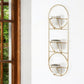 Gold And White Metal 10 Ounce Oval Wall Planter