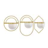Set of Three Gold And White Metal 10 Ounce Wall Planters