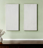 Set of Two White Metal Abstract Hanging Dimensional Sculptures