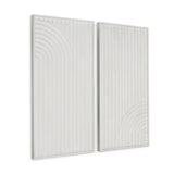 Set of Two White Metal Abstract Hanging Dimensional Sculptures
