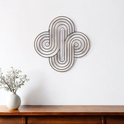 20" X 20" Bronze Metal Abstract Geometric Hanging Dimensional Sculpture