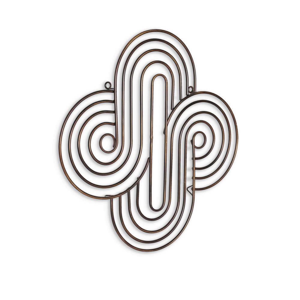 20" X 20" Bronze Metal Abstract Geometric Hanging Dimensional Sculpture