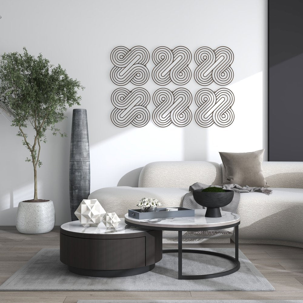 20" X 20" Bronze Metal Abstract Geometric Hanging Dimensional Sculpture