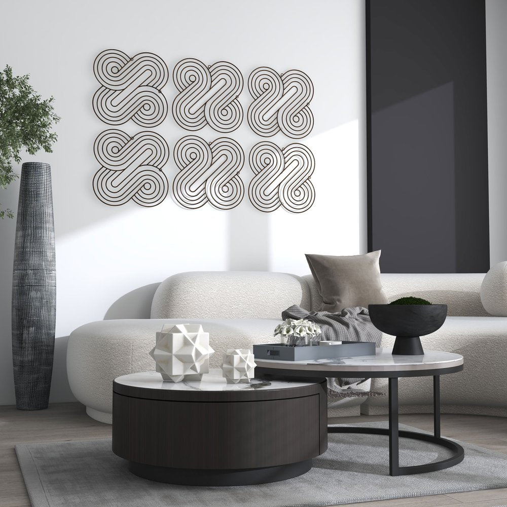 20" X 20" Bronze Metal Abstract Geometric Hanging Dimensional Sculpture