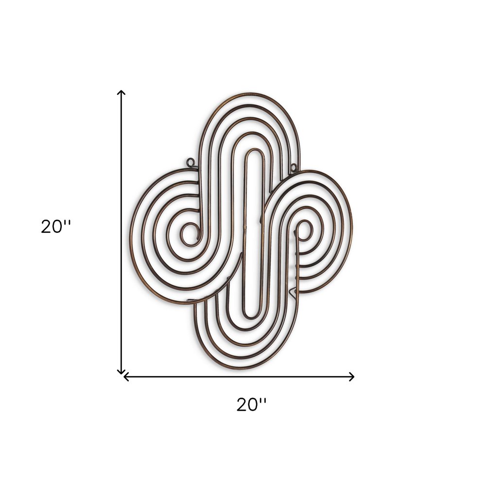 20" X 20" Bronze Metal Abstract Geometric Hanging Dimensional Sculpture