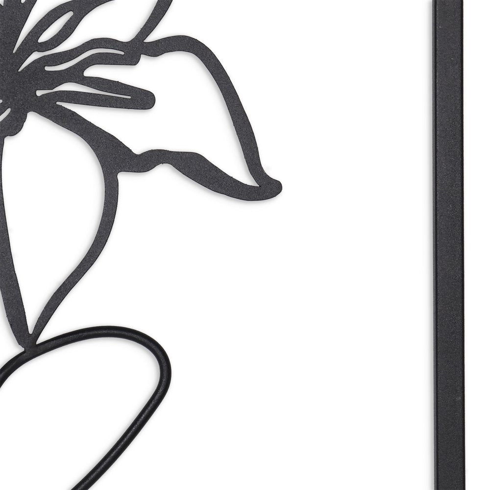 20" X 14" Black Metal Abstract Female Face Hanging Dimensional Sculpture