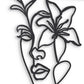 20" X 14" Black Metal Abstract Female Face Hanging Dimensional Sculpture