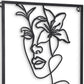 20" X 14" Black Metal Abstract Female Face Hanging Dimensional Sculpture