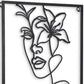 20" X 14" Black Metal Abstract Female Face Hanging Dimensional Sculpture