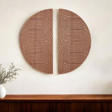 Set of Two Brown Wood Hanging Dimensional Sculpture