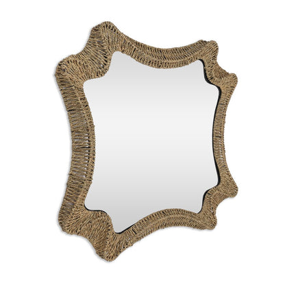 38" Brown Abstract Floating Rope Framed Accent Mirror