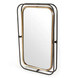 28" Black And Gold Metal Tilting Accent Mirror