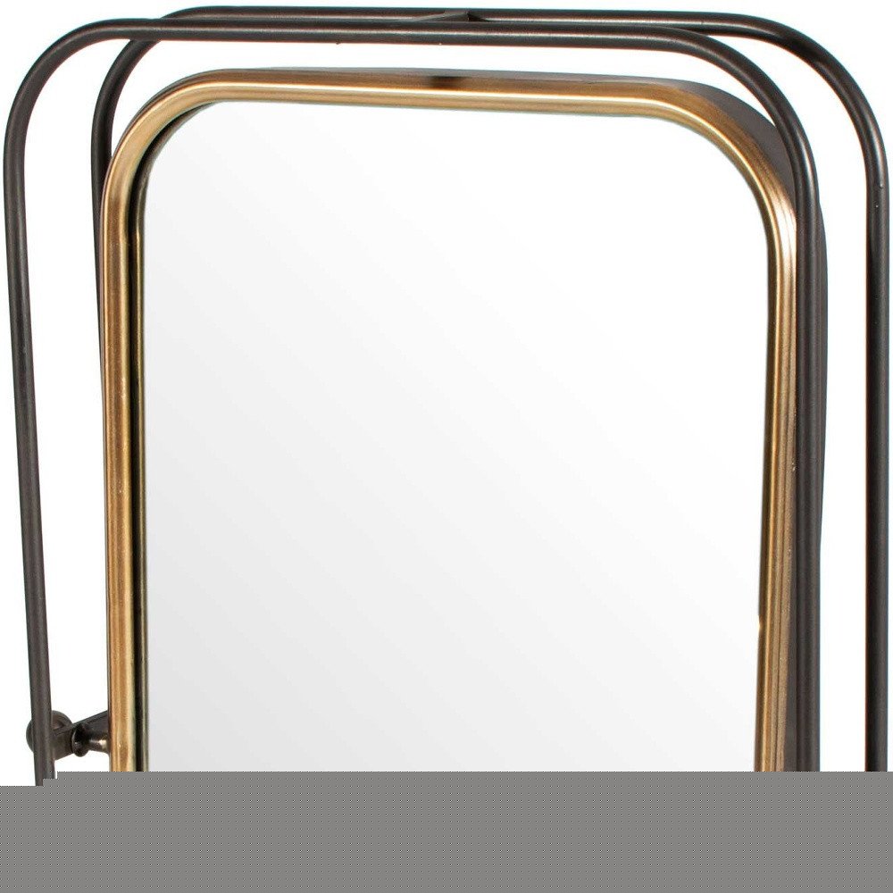 28" Black And Gold Metal Tilting Accent Mirror