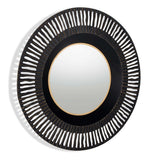 36" Black Metal Round Pierced Accent Mirror