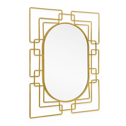 36" Gold Metal Geometric Oval Accent Mirror