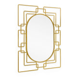 36" Gold Metal Geometric Oval Accent Mirror