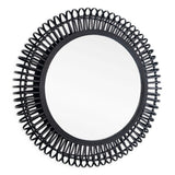 31" Black Bamboo Pierced Round Accent Mirror