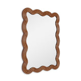 32" Brown Wood Wavy Scalloped Accent Mirror