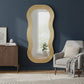 48" Gold Wood Abstract Accent Mirror