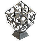 20" Gray Metal Geo Cube Tabletop Sculpture