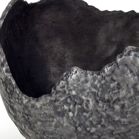 Set of Two Gray And Silver Aluminum Decorative Bowls