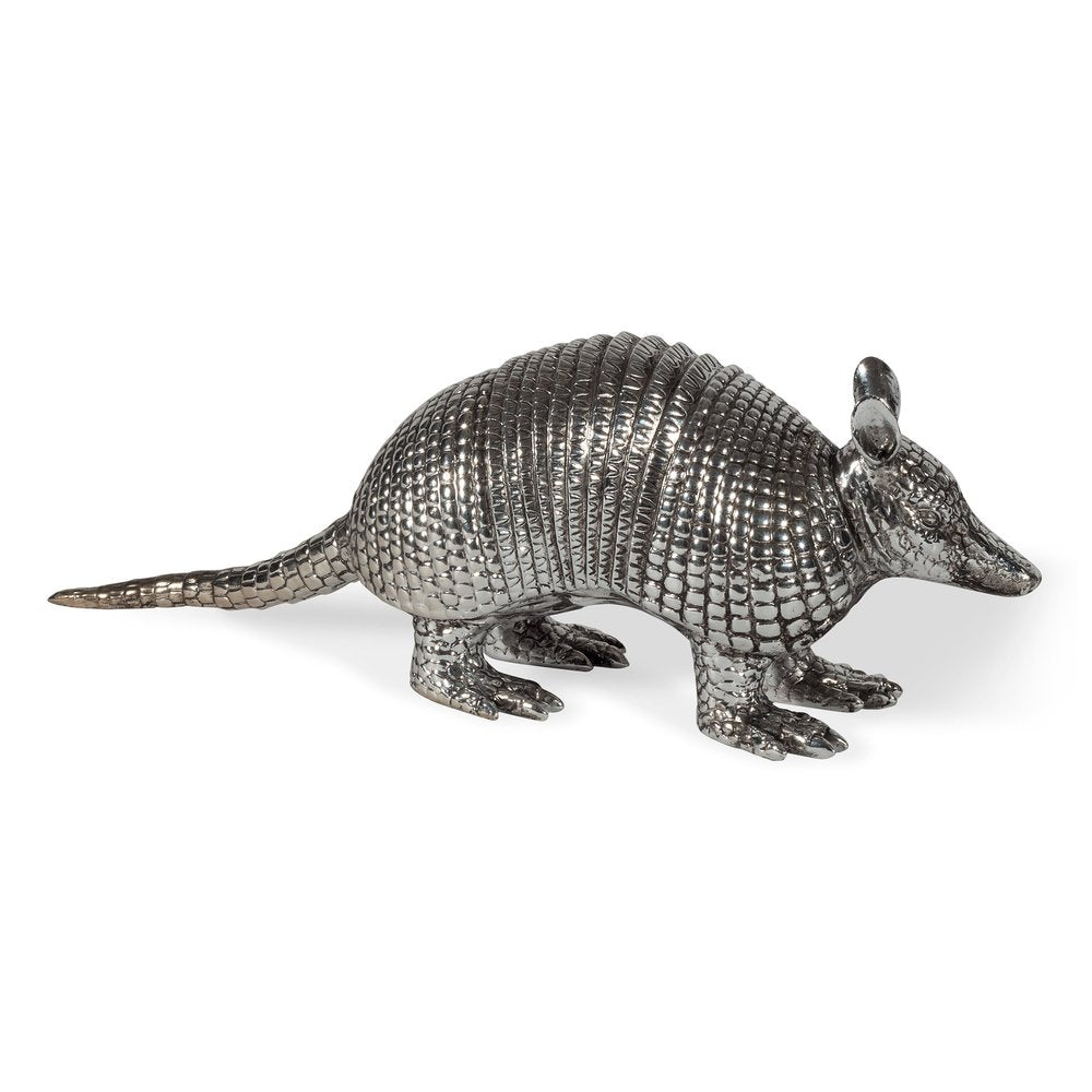 18" Silver Resin Armadillo Figurine