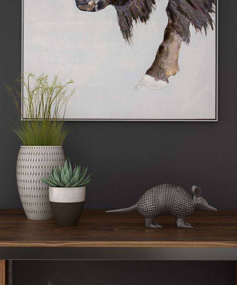 18" Silver Resin Armadillo Figurine