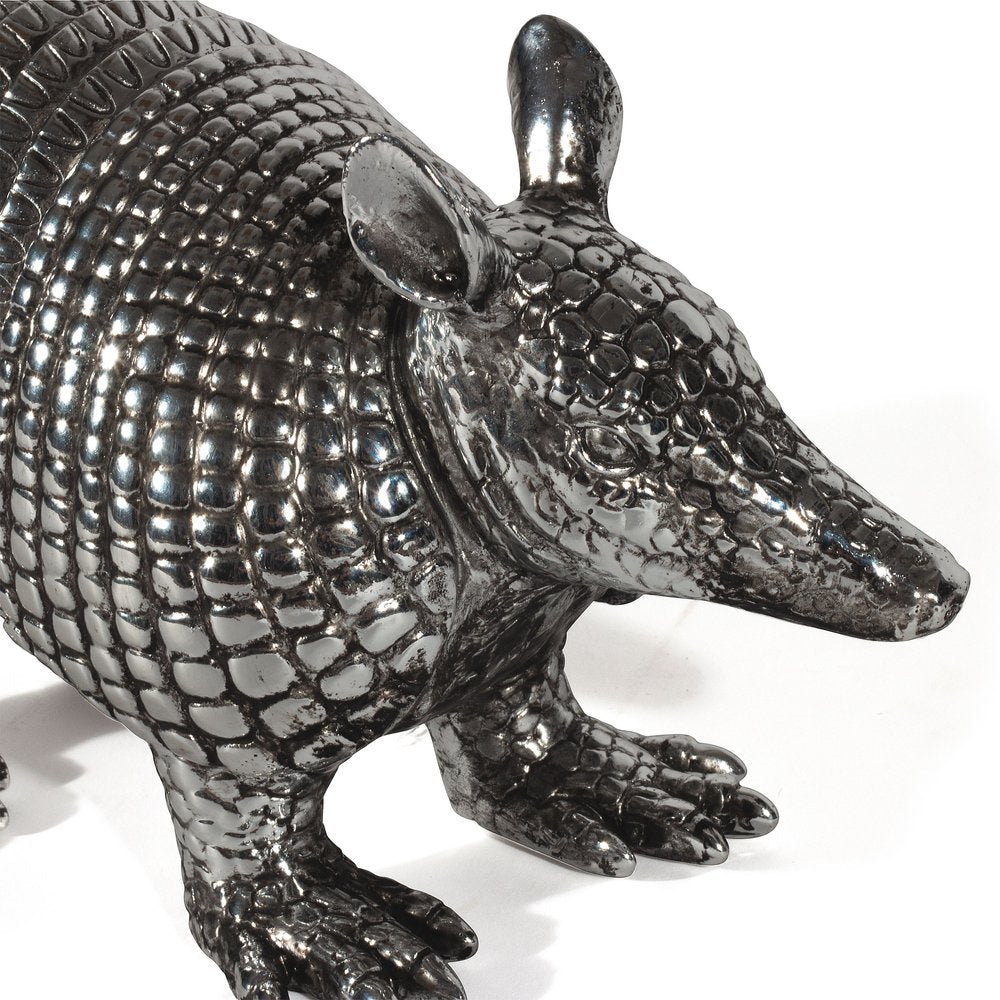 18" Silver Resin Armadillo Figurine