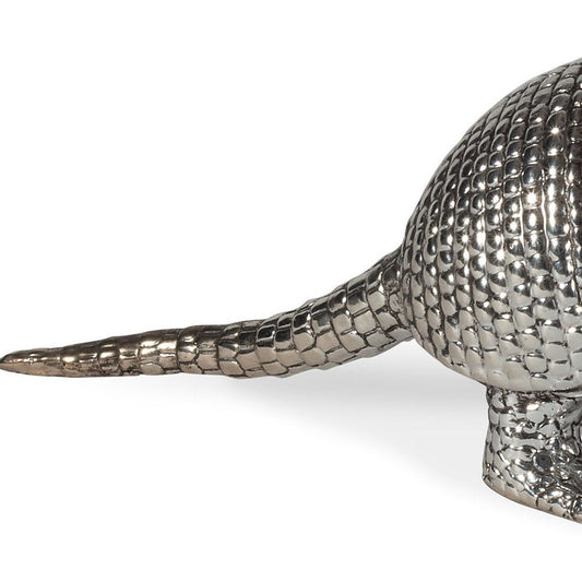 18" Silver Resin Armadillo Figurine
